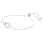 Hyperbola bracelet Infinity and heart, White, Rhodium plated